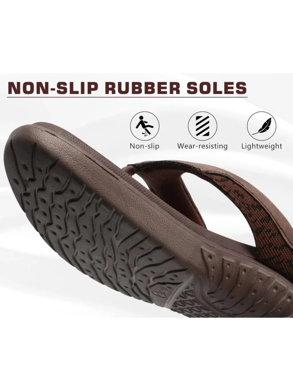 Men's Brown Flip Flop Open Toe Athletic Straps Orthotic Summer Plantar Casual
